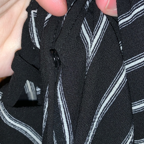 Rags To Wishes Black & White Vertical Stripe Surplice V-Neckline Short Romper - Picture 6 of 16